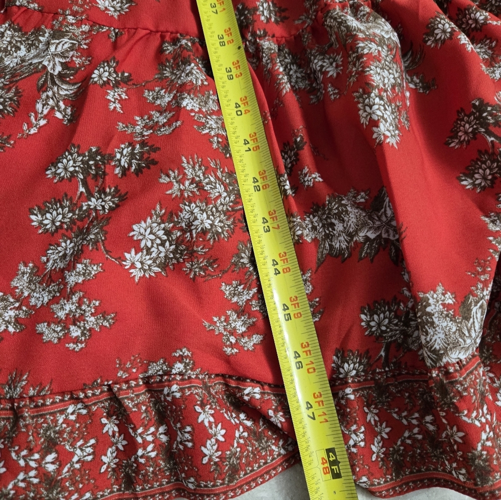 Max Studio London Crepe Smocked Ruffle Tiered Long Red Summer Dress Small? - Picture 6 of 9